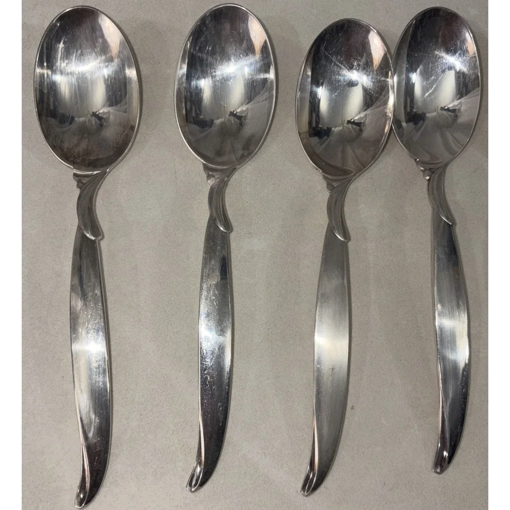 Set of 8 1847 Rogers‎ Bros Teaspoons Flair Pattern Silverplate Flatware 6 3/4 In